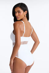 Gave In To Pier Pressure Fishnet Cut Out 1 Piece Swimsuit - White