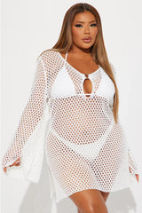 Find Me In Greece Crochet Cover Up Dress - White