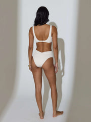 Jade Crinkle Bikini Top in Cream