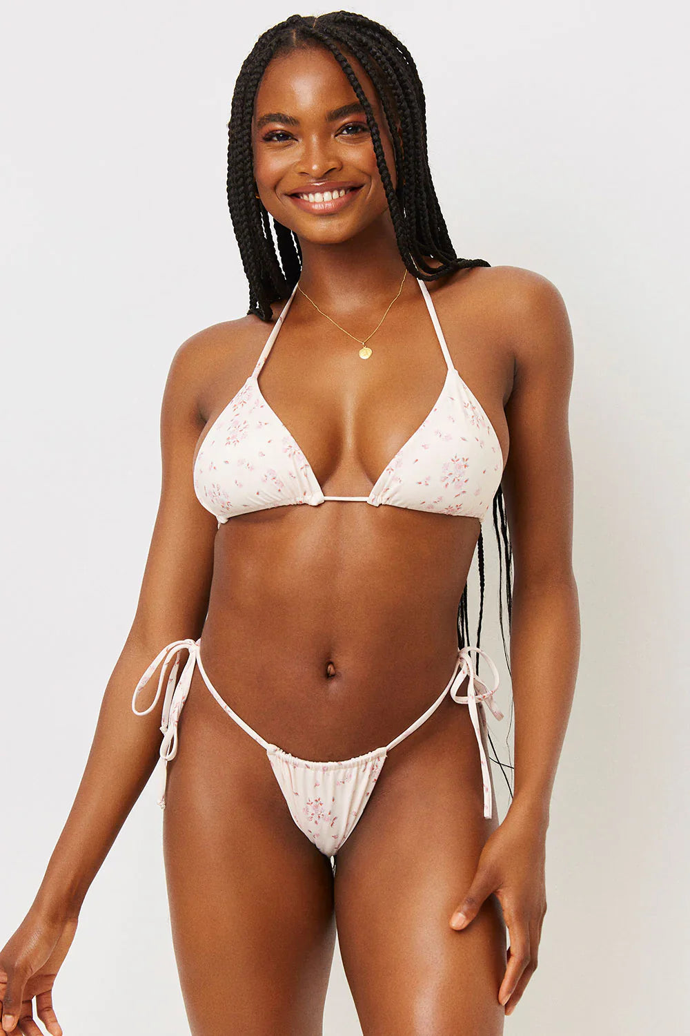 Tia Floral Triangle Bikini Top - Sweet Rose