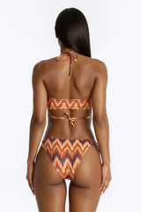 UV 10 Vibes 2 Piece Abstract Halter Bandeau Strappy Bikini Set - Multi Color