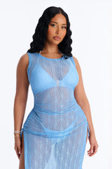 Cold Water Mesh Cover Up Dress - Blue