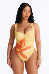 On Island Time Floral Underwire Maxi 2 Piece Bikini Skirt Set - Yellow/combo