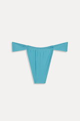 Beckett Satin Micro Bikini Bottom - Cyan Shine