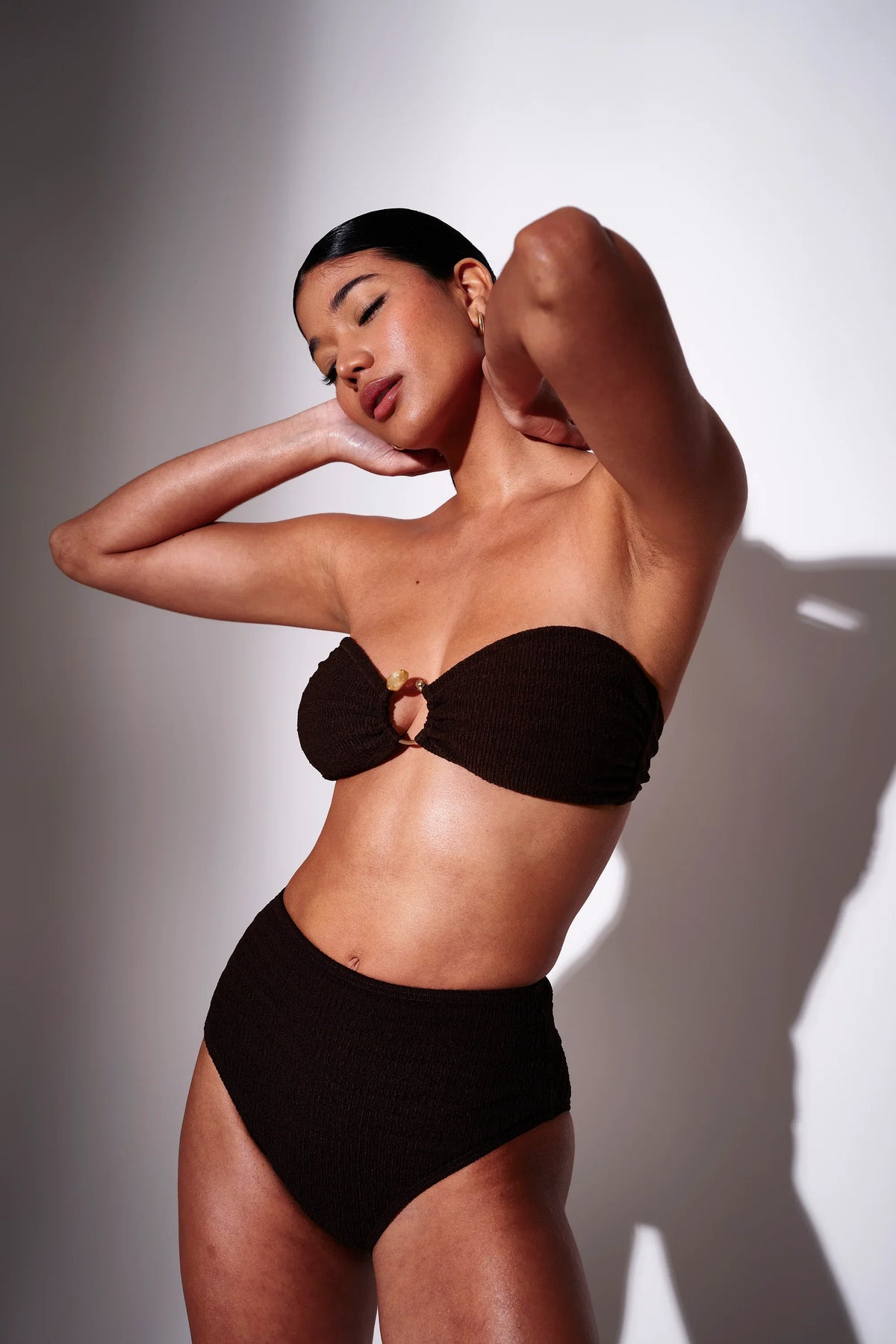 Serene Ring Cutout Bikini Top in Brown