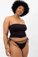 Keira Plissé Cheeky Bikini Bottom - Black