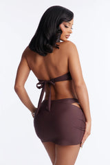 Amira Hardware 3 Piece Bikini & Skirt Set - Chocolate