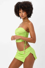 Marty Plissé Swim Skirt Bikini Bottom - Kiwi