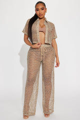 Playa Vista Crochet Cover Up Pants - Brown/combo