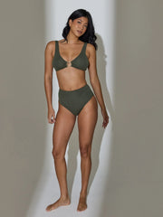 Binos Ring Detail Bikini Top in Khaki