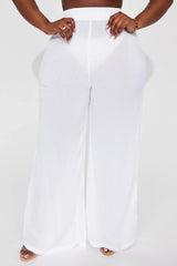 Breezy Nights Linen Swim Cover Up Pants - White