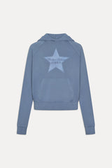 x JENNIE Jane Cropped Terry Hoodie - Jennie Blue