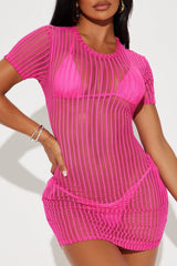 Palm Shade Stripe Cover Up - Pink