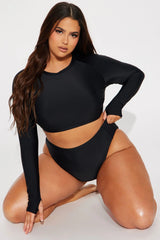 Sonya Long Sleeve 2 Piece Bikini - Black/Black