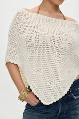 x BELLA HADID Western Crochet Poncho - White