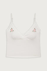 Sleepy Embroidered Tank - White