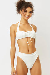 Bea High Waist Bikini Bottom - White