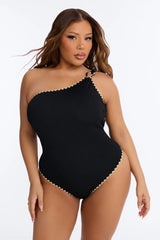 Sway With Me Textured 1 Piece Swimsuit - Black