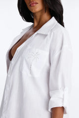 Georgy Swim Button Up Cover Up Dress - White
