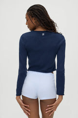 Kennedy Cotton Knit Sweater - Deep Sea Blue