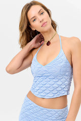 Marlowe String Halter Top - Baby Blue