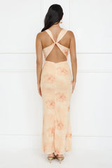 Citrus Sizzle Mesh Maxi Dress Orange