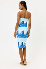 Hope Terry Strapless Dress - Blue Tides
