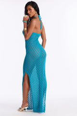 Kimberly Crochet Maxi Swim Cover Up Dress - Teal