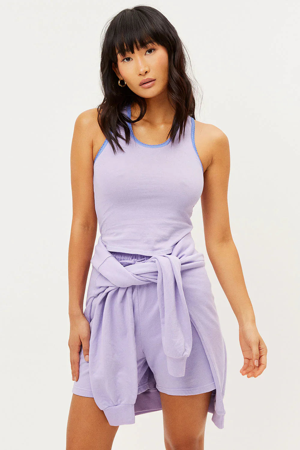 Messman Ribbed High Neck Tank - Lilac