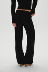 Dawson Knit Fold Over Pants - Black