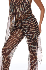 Golden Getaway Mesh Swim Cover Up - Brown/combo