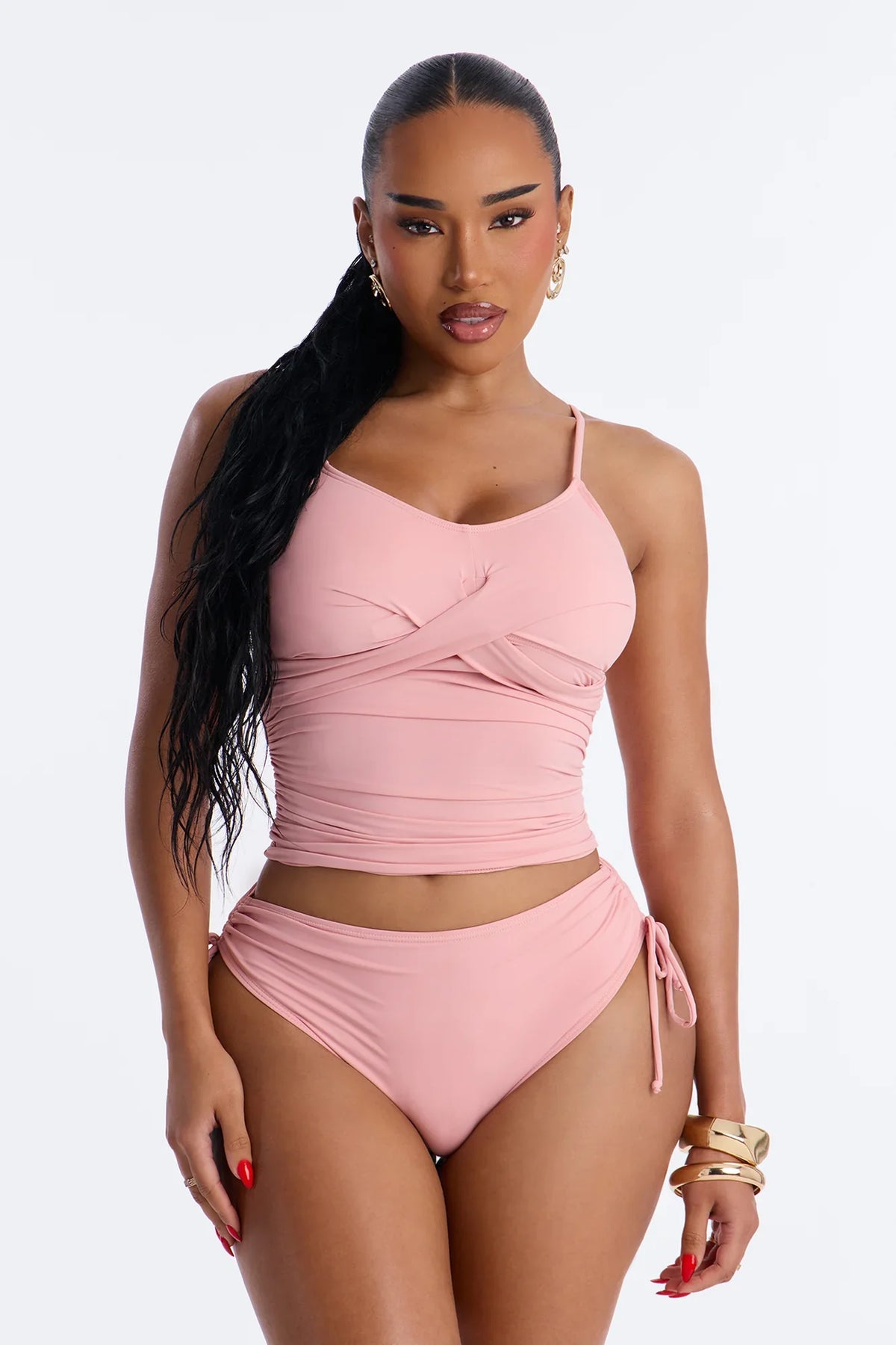 Shady Lady 2 Piece Tankini Bikini Set - Pink