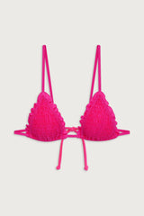 Penny Triangle Shine Bikini Top - Candy Pink