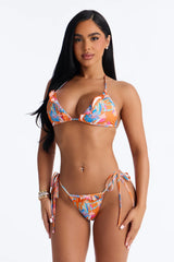 Summer Mode Tropical Thong 2 Piece Bikini - Orange/combo
