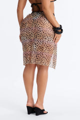 In The Wild Mesh Swim Cover Up Sarong - Black/Brown