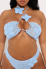 Summer Love Floral Crochet 2 Piece Bikini - Blue