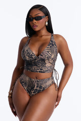 Sierra 2 Piece Animal Print Tankini - Brown/combo