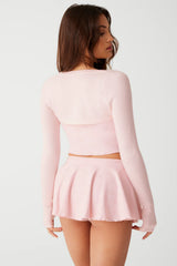 Kate Cloud Knit Shrug Top - Pink Petals