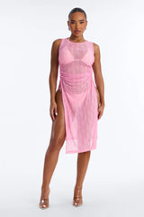 Cold Water Mesh Cover Up Dress - Pink