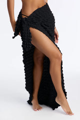Bri Bubble Maxi Cover Up Tie Sarong - Black