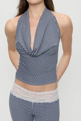 Jay Gingham Halter Top - Midnight Wishes