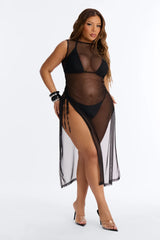 Sheer Thing Mesh Swim Cover Up Dress - Black