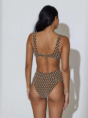 Jade Polka Dot Bikini Top in Brown