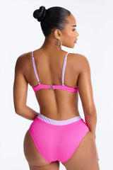 Catching Waves & Baes 2 Piece Bra Cup Bikini Set - Fuchsia/combo