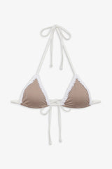 Nick Gingham Triangle Bikini Top - Brown Gingham