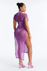 LA Nights Fishnet Cover Up Dress - Purple