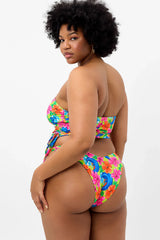Enzo Floral Cheeky Bikini Bottom - Neon Surfer