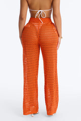 Temptress Textured Knit Swim Cover Up Pant - Orange