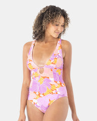 Bell Bottom Blooms Plunge One Piece Swimsuit