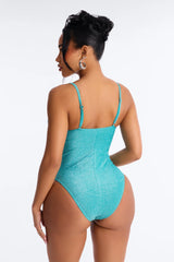 Ophelia Swirl Hardware Shimmer 1 Piece Swimsuit - Teal